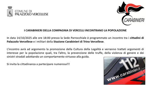 I Carabinieri della Compagnia di Vercelli incontrano la popolazione presso il Teatro parrocchiale